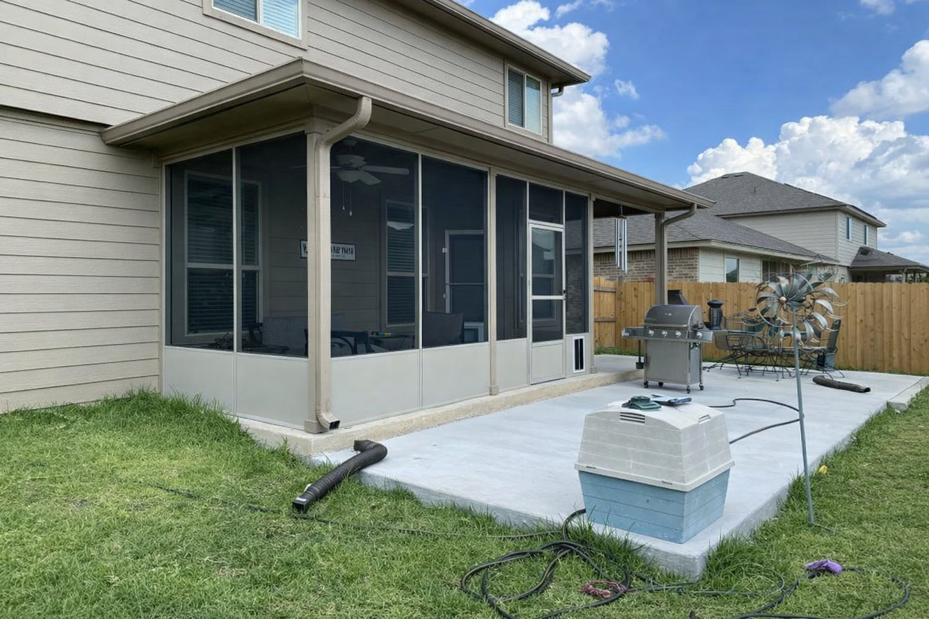 Screen room installation